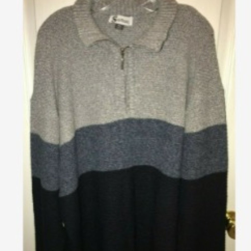 *SILVERSILK 4XLMENS1/4 ZIP COLLAR KNITTED SWEATER*